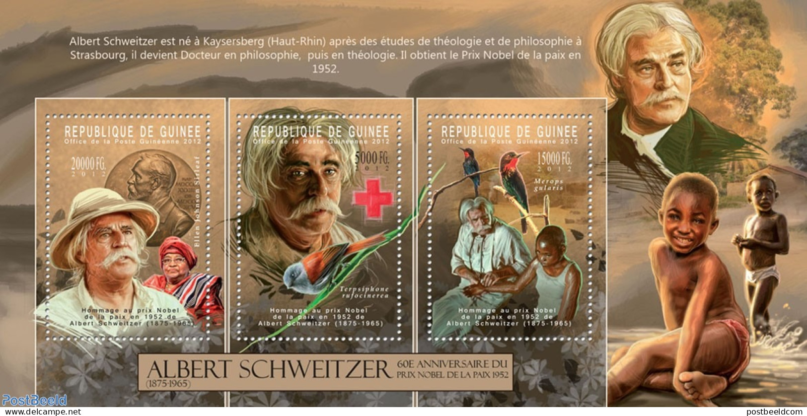 Guinea, Republic 2012 Albert Schweitzer, Mint NH, Health - Nature - Red Cross - Birds - Red Cross