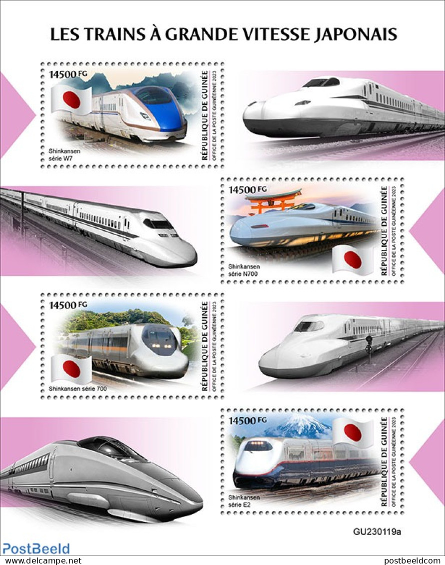 Guinea, Republic 2023 Japanese High-speed Trains, Mint NH, Transport - Railways - Treinen