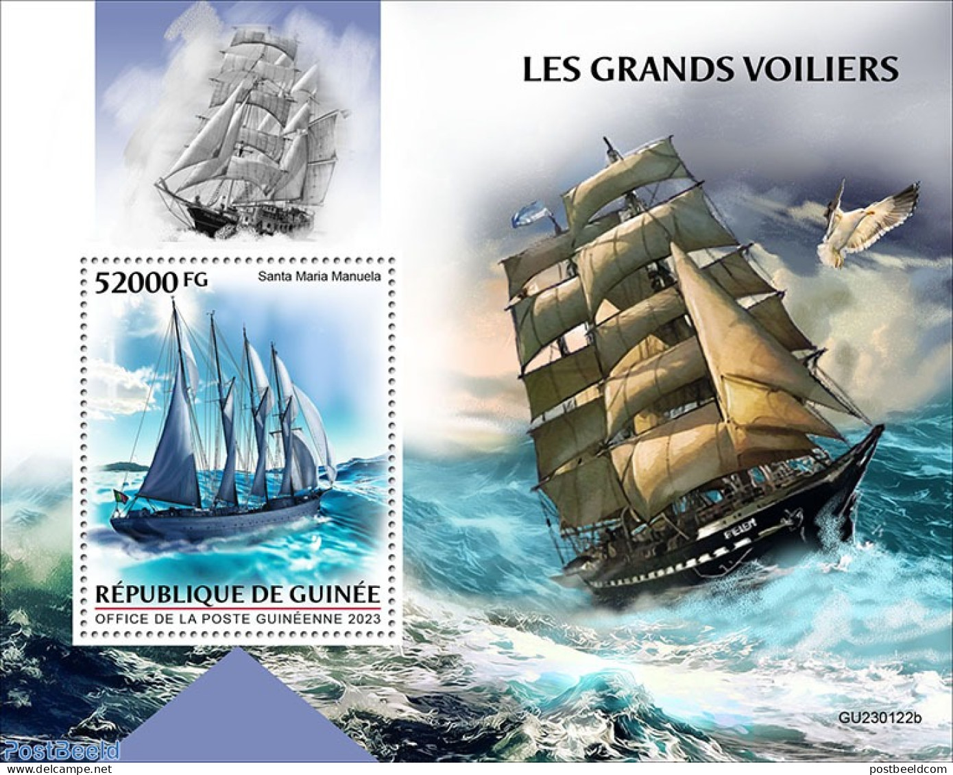Guinea, Republic 2023 Tall Ships , Mint NH, Nature - Transport - Birds - Ships And Boats - Bateaux