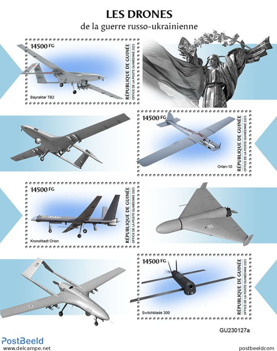 Guinea, Republic 2023 War Drones, Mint NH, History - Transport - Militarism - Aircraft & Aviation - Drones - Militaria