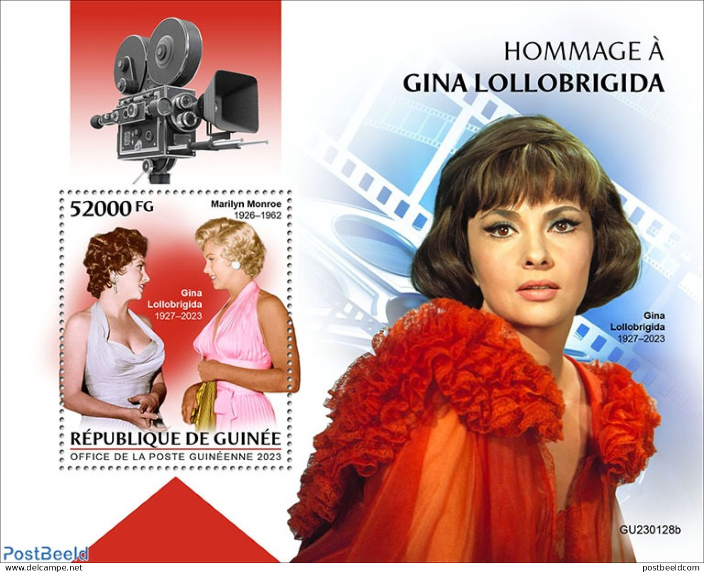 Guinea, Republic 2023 Tribute To Gina Lollobrigida, Mint NH, Performance Art - Marilyn Monroe - Movie Stars - Schauspieler