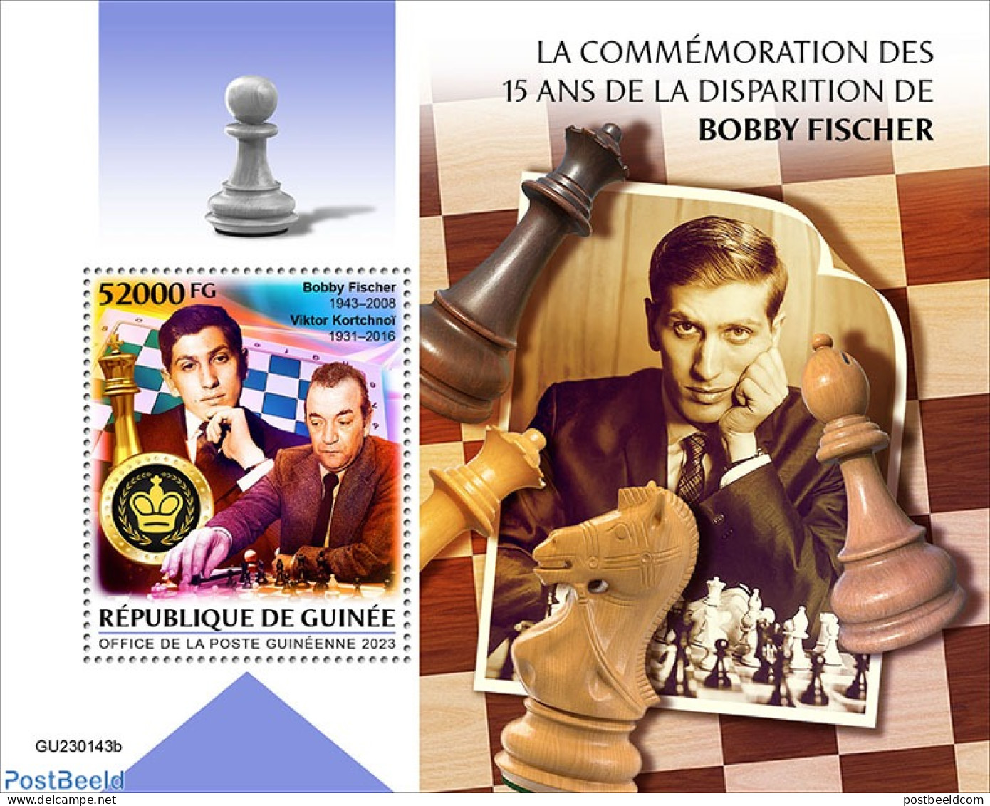 Guinea, Republic 2023 Bobby Fischer, Mint NH, Sport - Chess - Scacchi