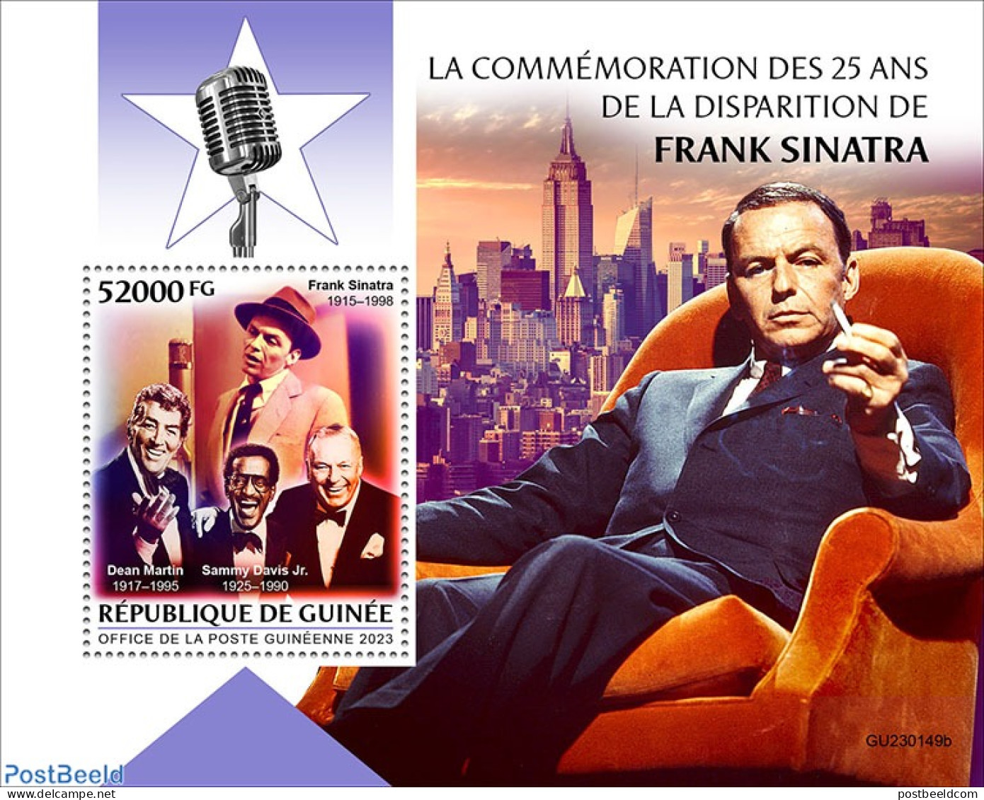 Guinea, Republic 2023 Frank Sinatra, Mint NH, Performance Art - Music - Musica