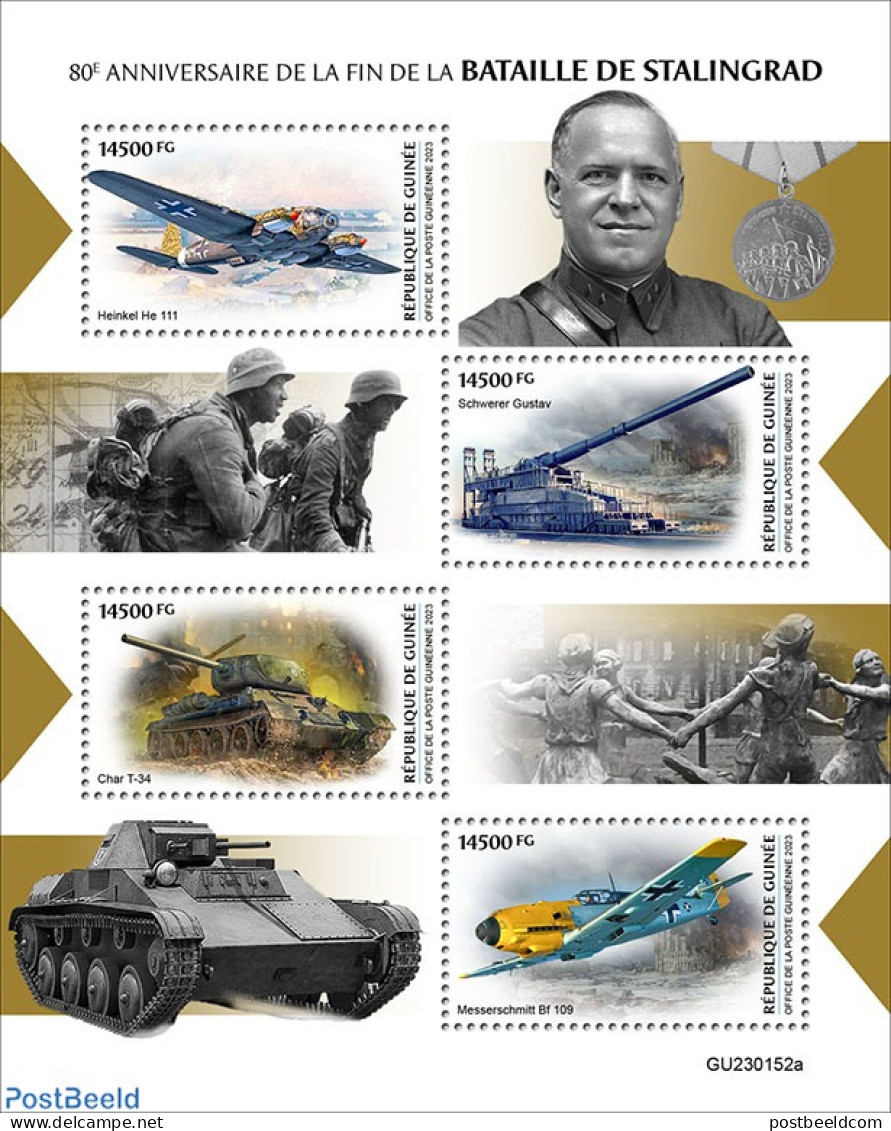 Guinea, Republic 2023 Battle Of Stalingrad, Mint NH, History - Transport - Militarism - World War II - Aircraft & Avia.. - Militaria
