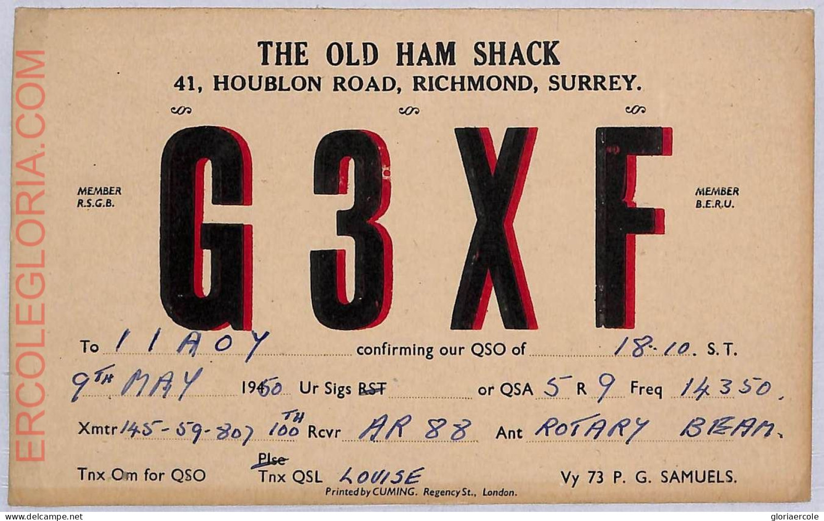 Ad9164 - GREAT BRITAIN - RADIO FREQUENCY CARD - 1950 - Radio