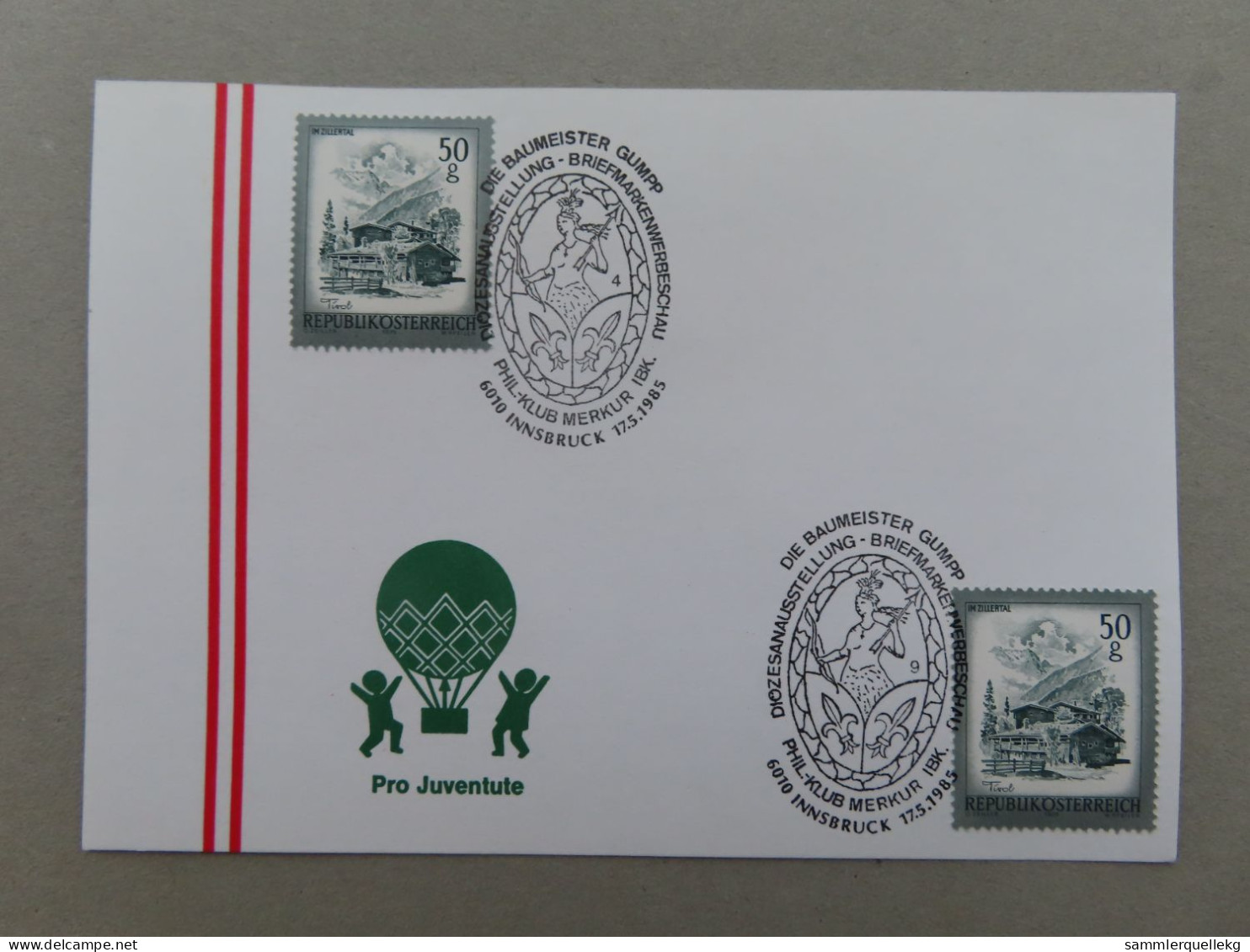 Österreich Pro Juventute - Mit Sonderstempel  17. Mai 1985 Leoben, Briefmarkenschau Alpenland (Nr.1162) - Otros & Sin Clasificación