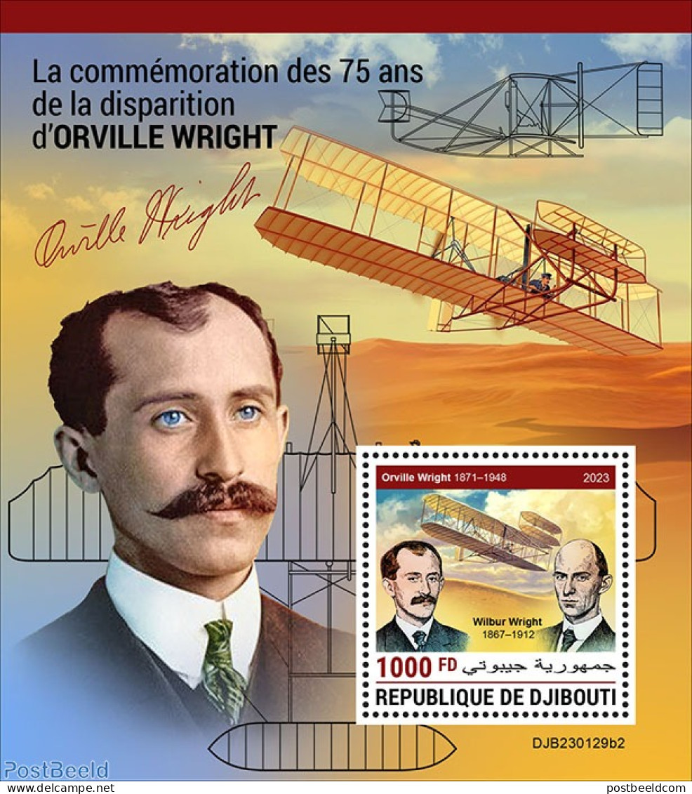 Djibouti 2023 Orville Wright, Mint NH, Science - Transport - Inventors - Aircraft & Aviation - Airplanes