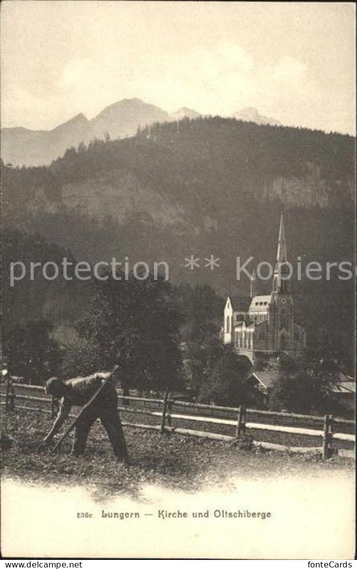 12586498 Lungern Kirche Und Oltschiberge Bergbauer Lungern - Andere & Zonder Classificatie