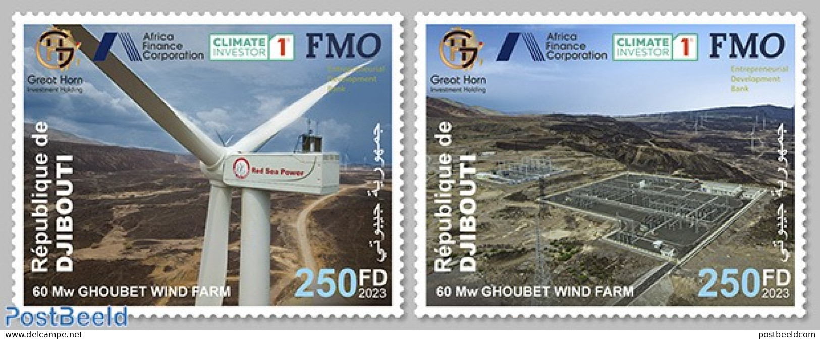 Djibouti 2023 Wind Turbines, Mint NH, Science - Energy - Yibuti (1977-...)