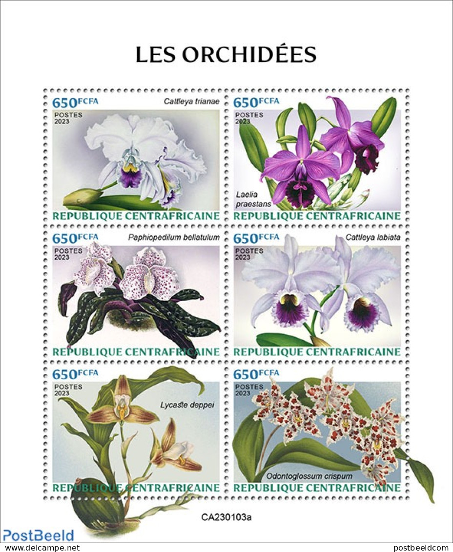 Central Africa 2023 Orchids, Mint NH, Nature - Flowers & Plants - Orchids - Repubblica Centroafricana