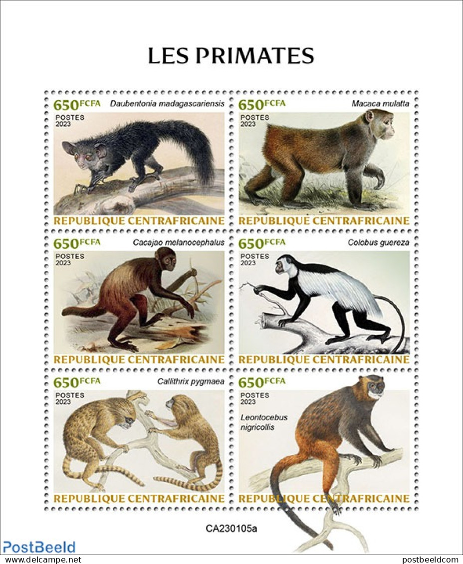Central Africa 2023 Primates, Mint NH, Nature - Monkeys - Repubblica Centroafricana