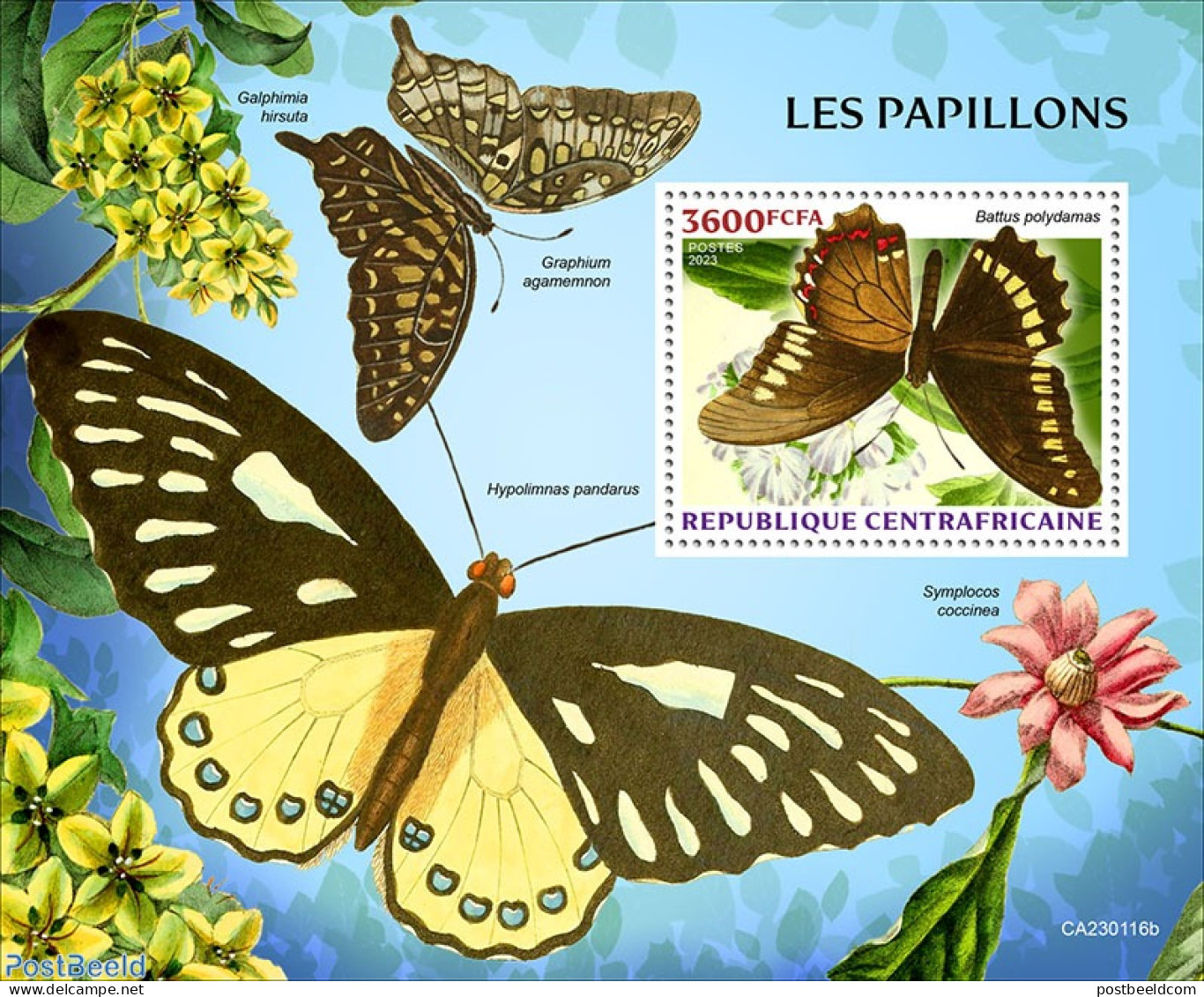 Central Africa 2023 Butterflies, Mint NH, Nature - Butterflies - Flowers & Plants - Repubblica Centroafricana