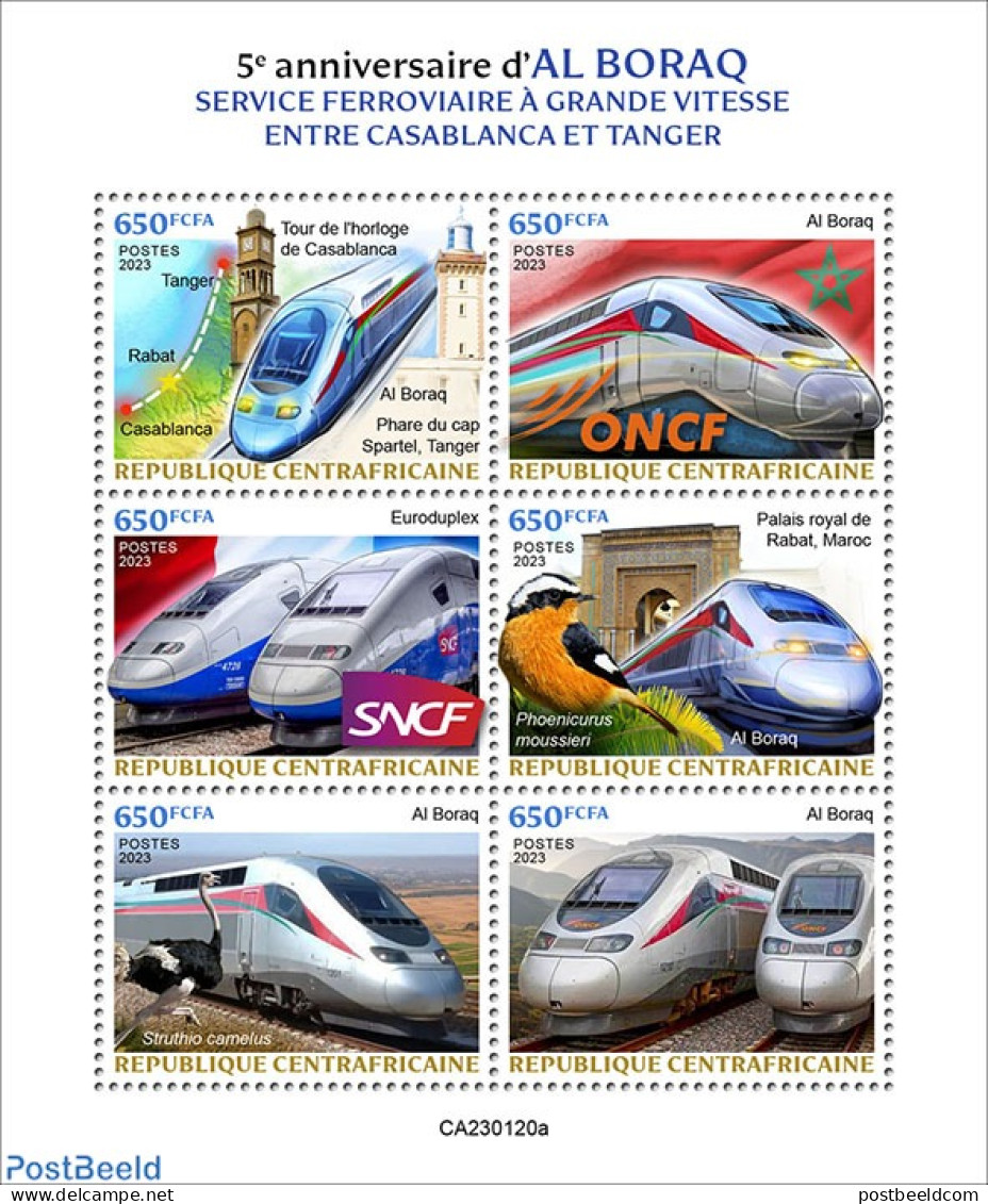 Central Africa 2023 Al Boraq, Mint NH, Transport - Railways - Trains
