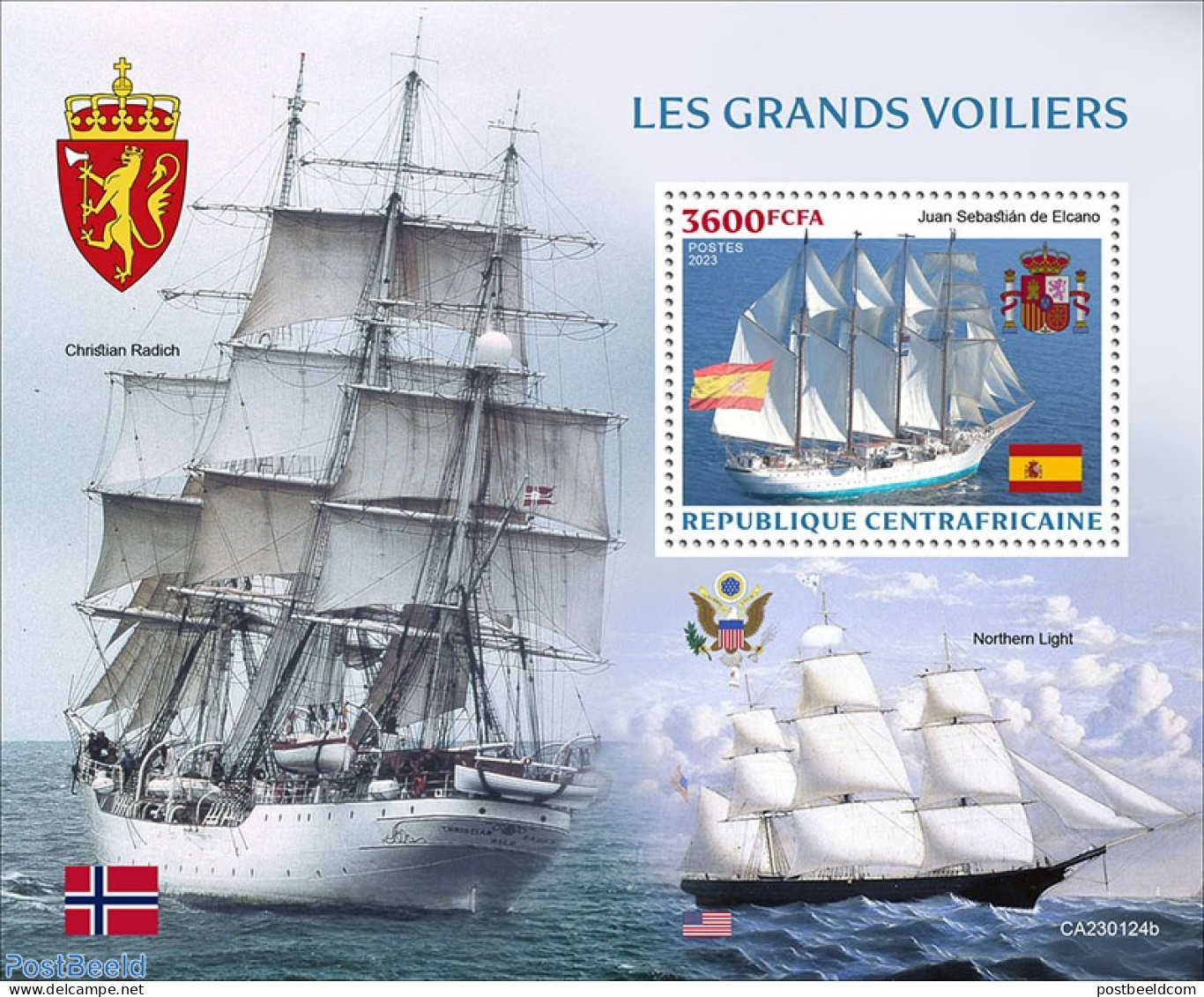 Central Africa 2023 Tall Ships , Mint NH, Transport - Ships And Boats - Barcos