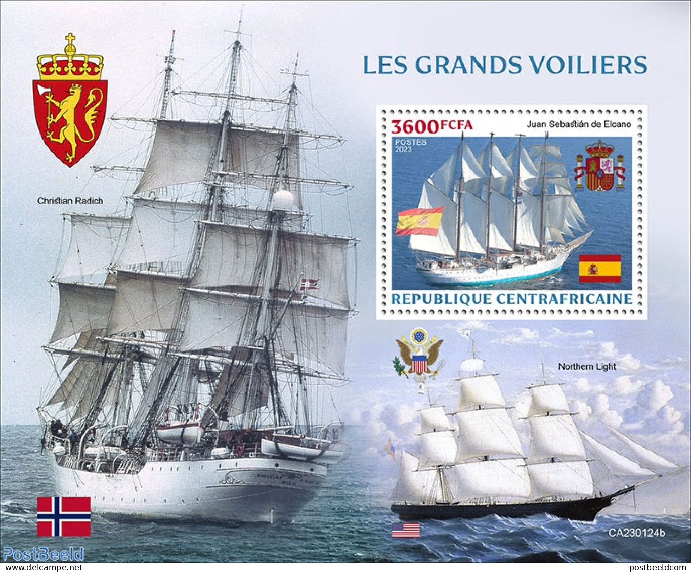 Central Africa 2023 Tall Ships , Mint NH, Transport - Ships And Boats - Schiffe