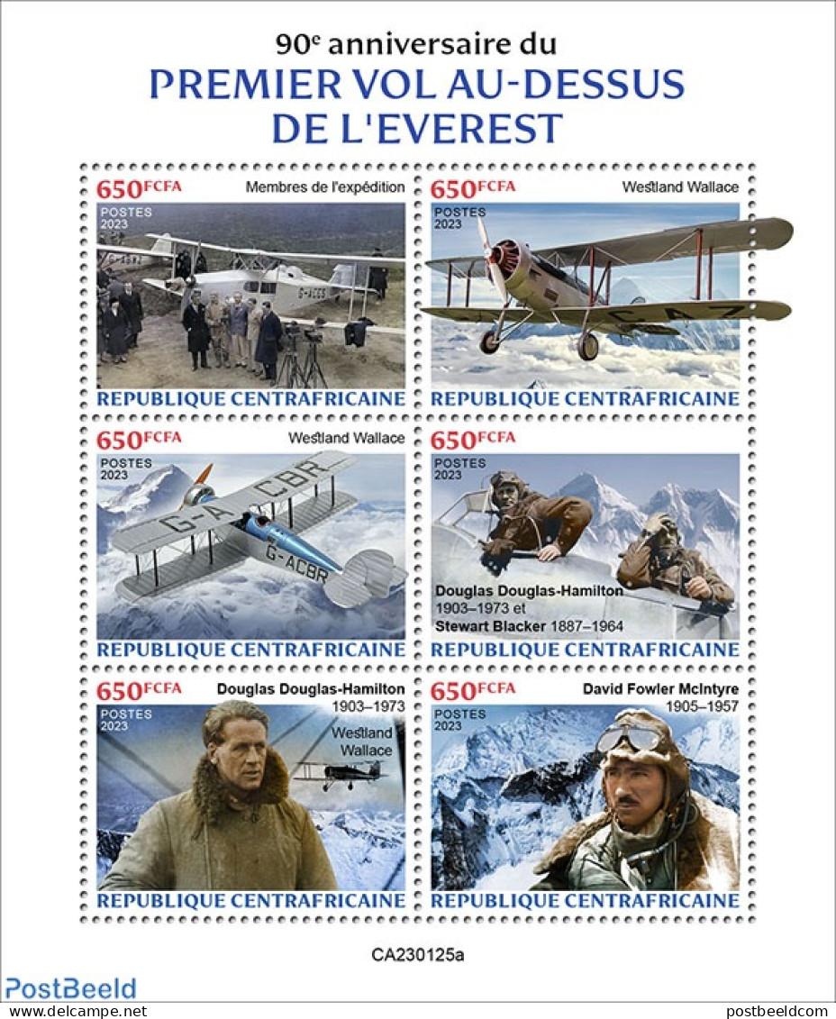 Central Africa 2023 First Flight Over Everest, Mint NH, History - Sport - Transport - Explorers - Mountains & Mountain.. - Erforscher