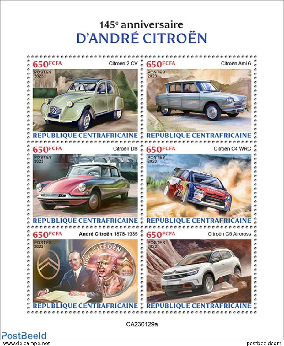 Central Africa 2023 André Citroën, Mint NH, Transport - Automobiles - Auto's