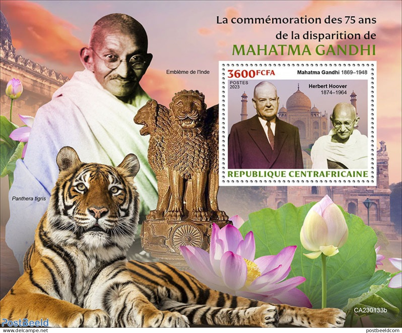 Central Africa 2023 Mahatma Gandhi, Mint NH, History - Nature - American Presidents - Gandhi - Cat Family - Flowers & .. - Mahatma Gandhi