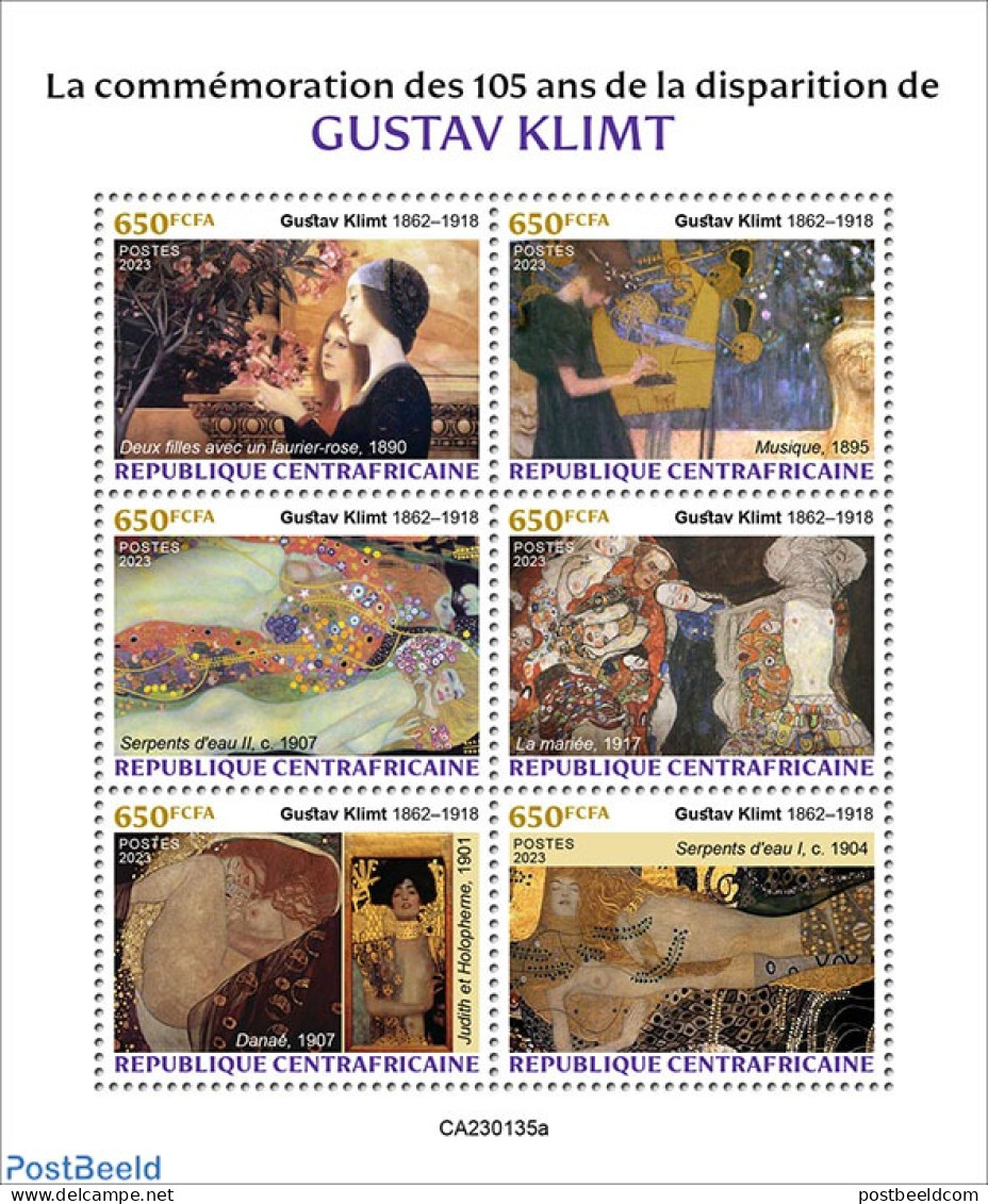 Central Africa 2023 Gustav Klimt, Mint NH, Art - Gustav Klimt - Paintings - Zentralafrik. Republik