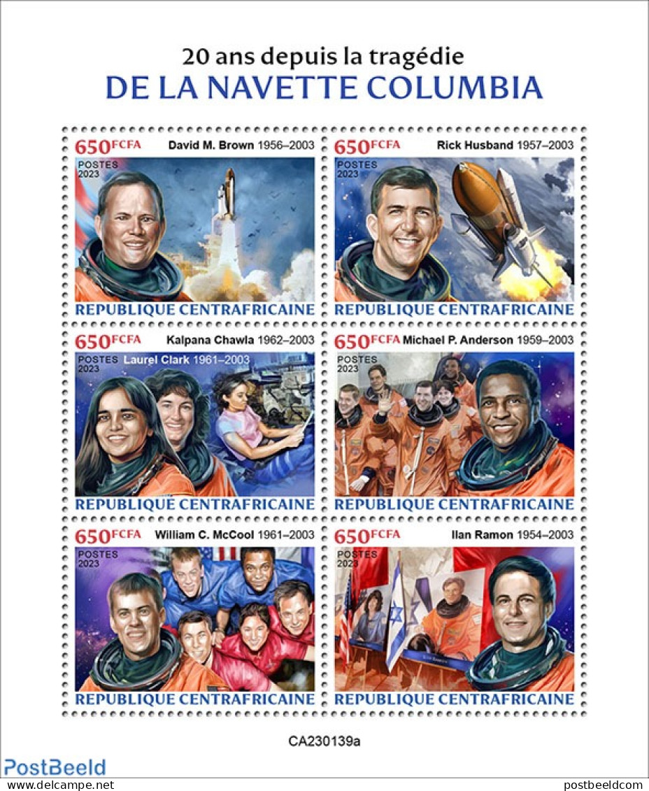 Central Africa 2023 Space Shuttle Columbia, Mint NH, Transport - Space Exploration - Centrafricaine (République)