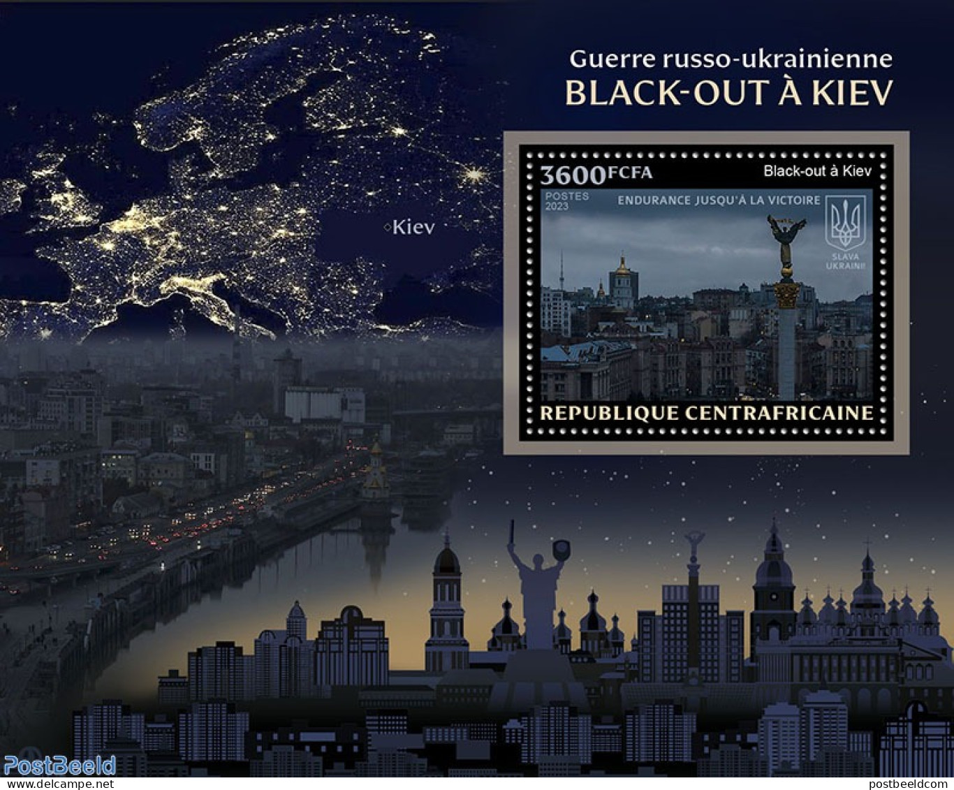 Central Africa 2023 Blackout In Kiev, Mint NH, Science - Energy - Art - Architecture - Zentralafrik. Republik