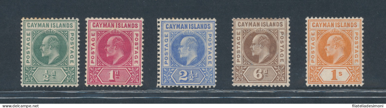 1905 Cayman Islands, Stanley Gibbons N. 8/12, Serie Di 5 Valori, MH* - Otros & Sin Clasificación