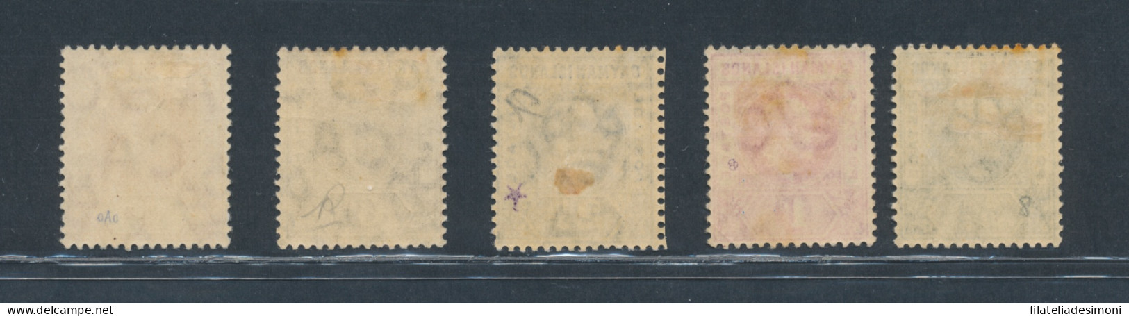 1905 Cayman Islands, Stanley Gibbons N. 8/12, Serie Di 5 Valori, MH* - Otros & Sin Clasificación