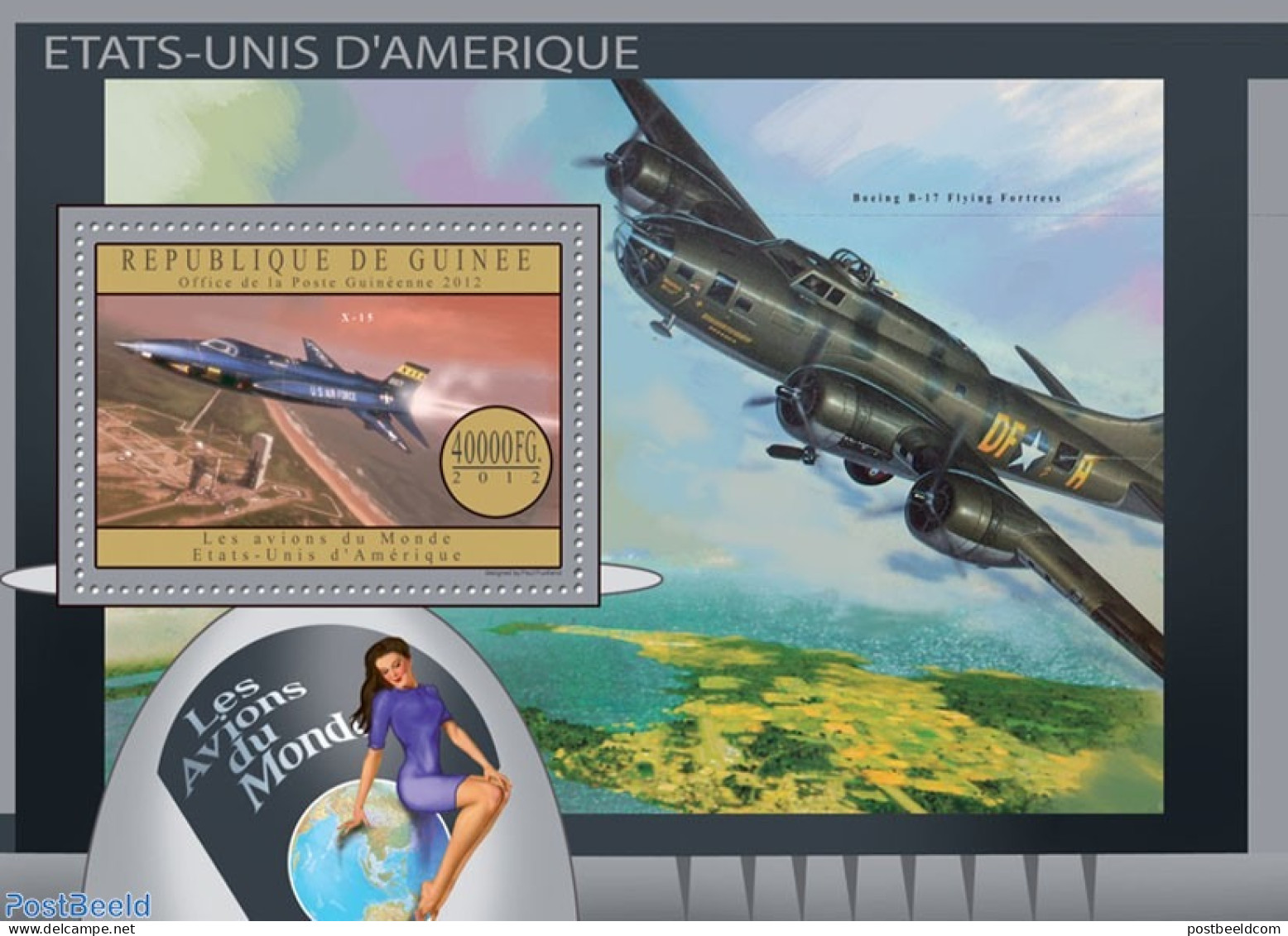 Guinea, Republic 2012 Planes Of USA, Mint NH, Transport - Aircraft & Aviation - Airplanes
