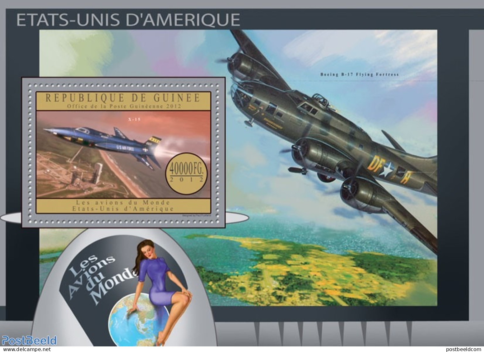 Guinea, Republic 2012 Planes Of USA, Mint NH, Transport - Aircraft & Aviation - Avions