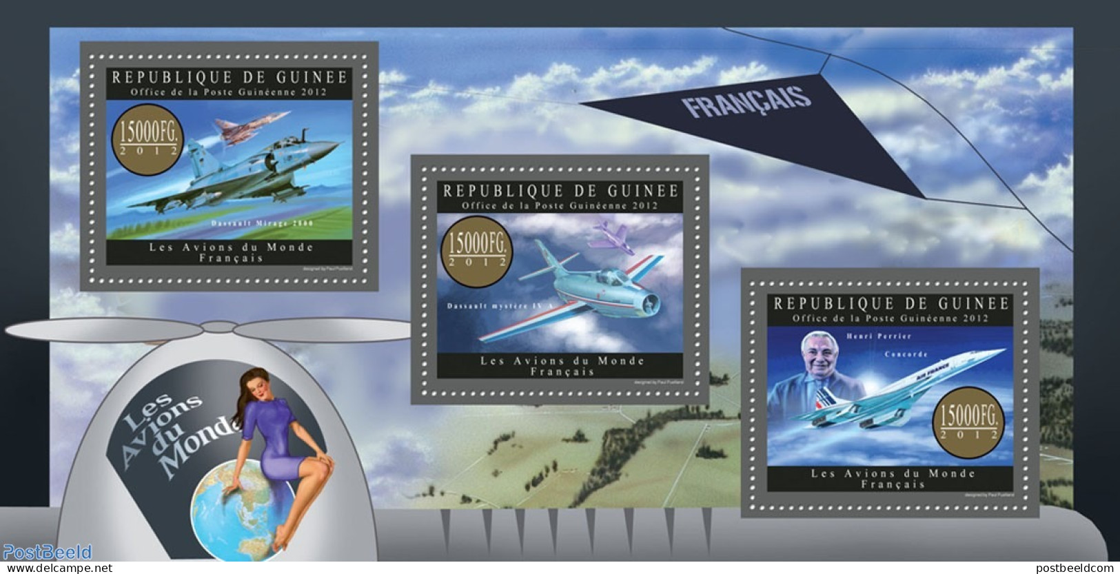 Guinea, Republic 2012 Planes Of France, Mint NH, Transport - Aircraft & Aviation - Airplanes