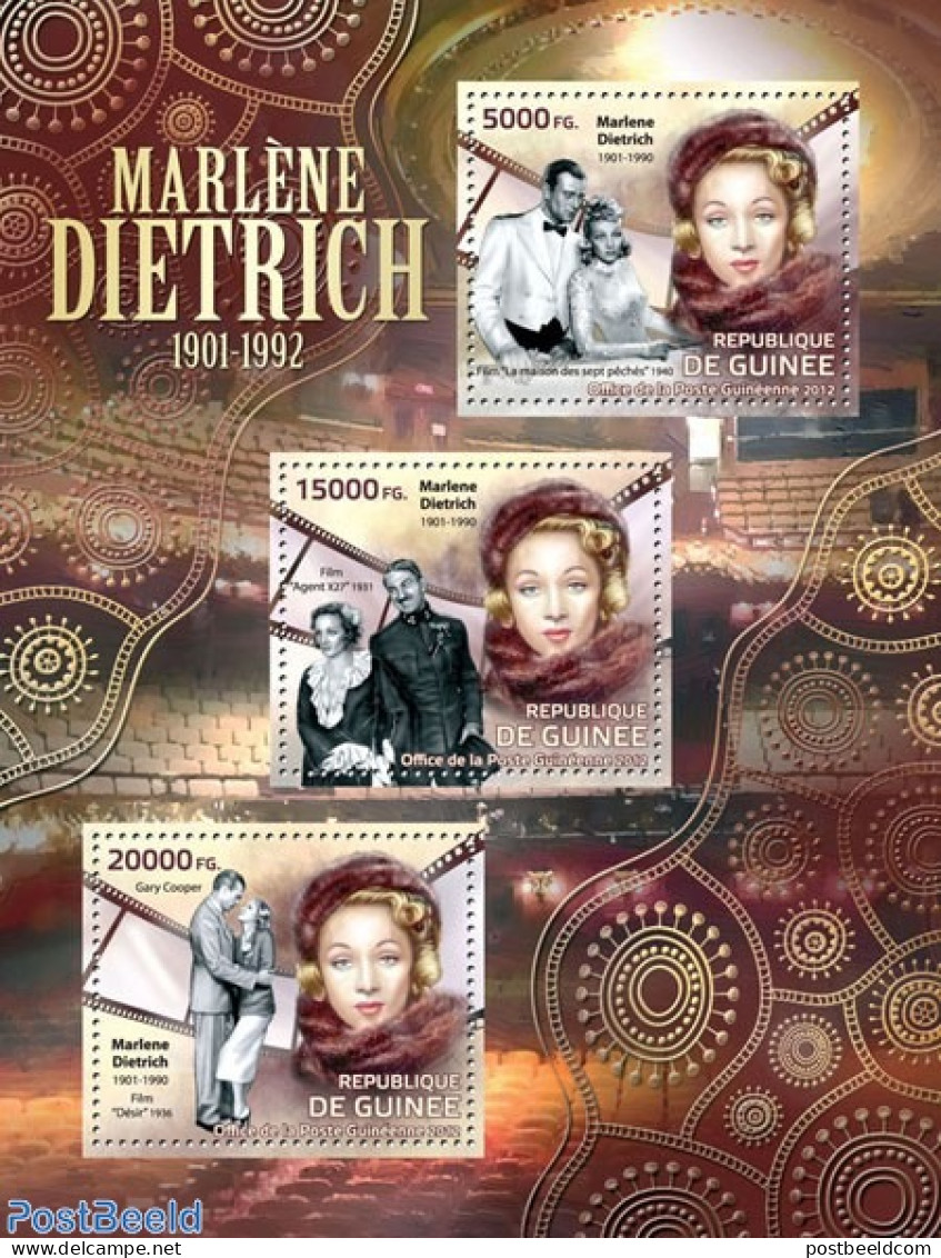 Guinea, Republic 2012 Marlene Dietrich, Mint NH, Performance Art - Movie Stars - Schauspieler