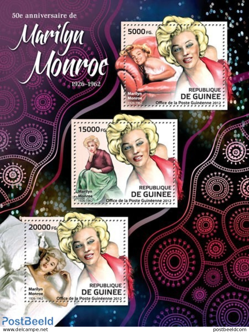 Guinea, Republic 2012 Marilyn Monroe, Mint NH, Performance Art - Marilyn Monroe - Movie Stars - Attori