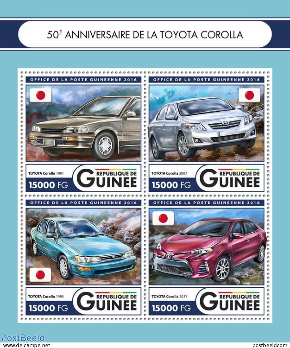 Guinea, Republic 2016 50th Anniversary Of Toyota Corolla, Mint NH, Transport - Automobiles - Voitures