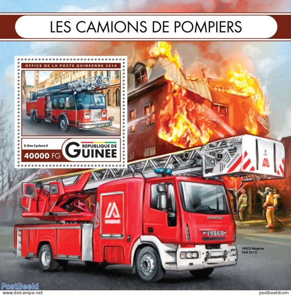Guinea, Republic 2016 Fire Engines, Mint NH, Transport - Fire Fighters & Prevention - Pompieri