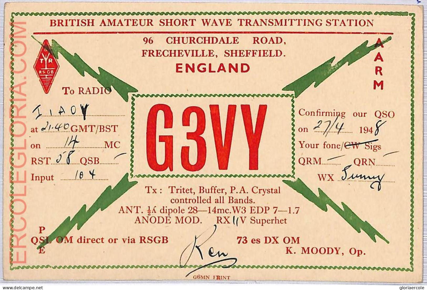 Ad9166 - GREAT BRITAIN - RADIO FREQUENCY CARD - England - 1948 - Radio