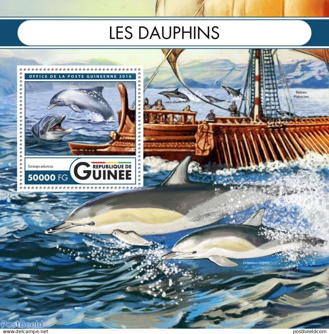 Guinea, Republic 2016 Dolphins, Mint NH, Nature - Transport - Sea Mammals - Ships And Boats - Ships