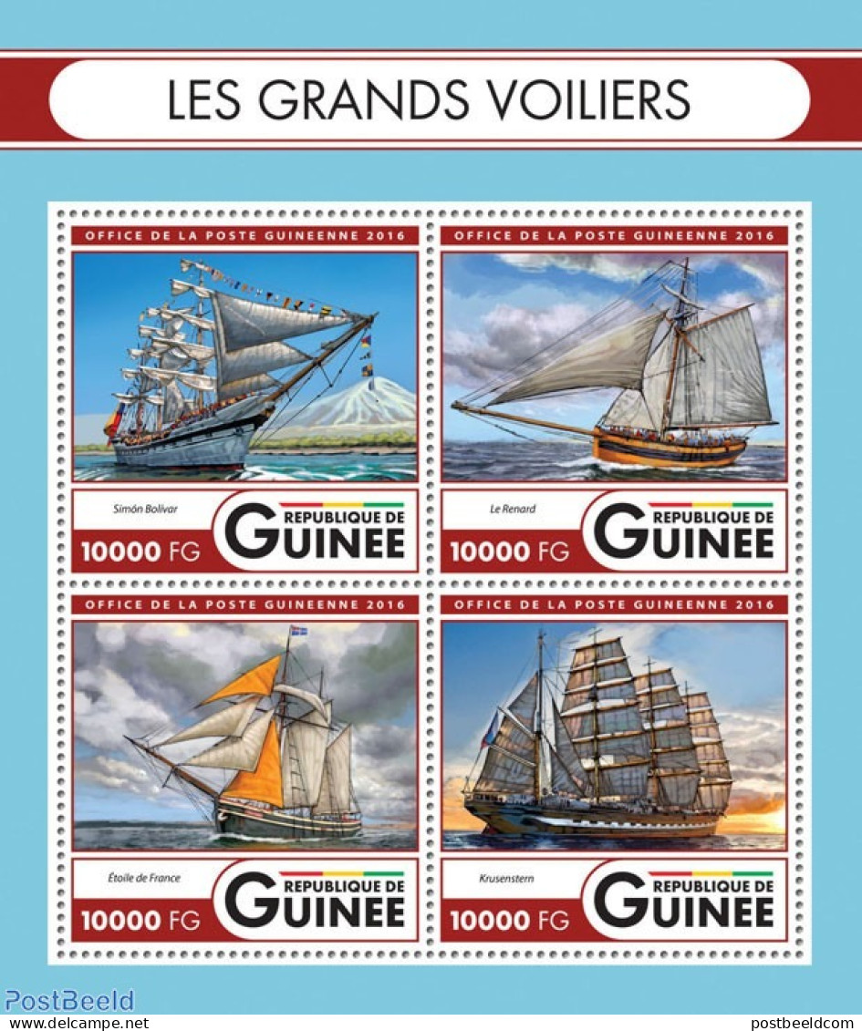 Guinea, Republic 2016 Tall Ships , Mint NH, Transport - Ships And Boats - Ships