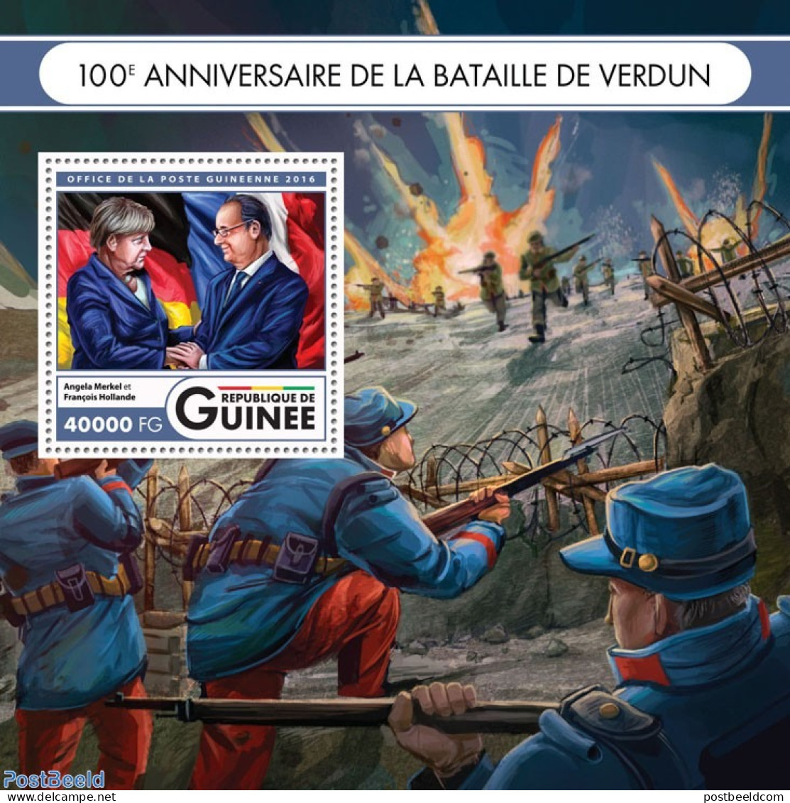 Guinea, Republic 2016 Battle Of Verdun, Mint NH, History - Various - Militarism - Politicians - Weapons - Militaria