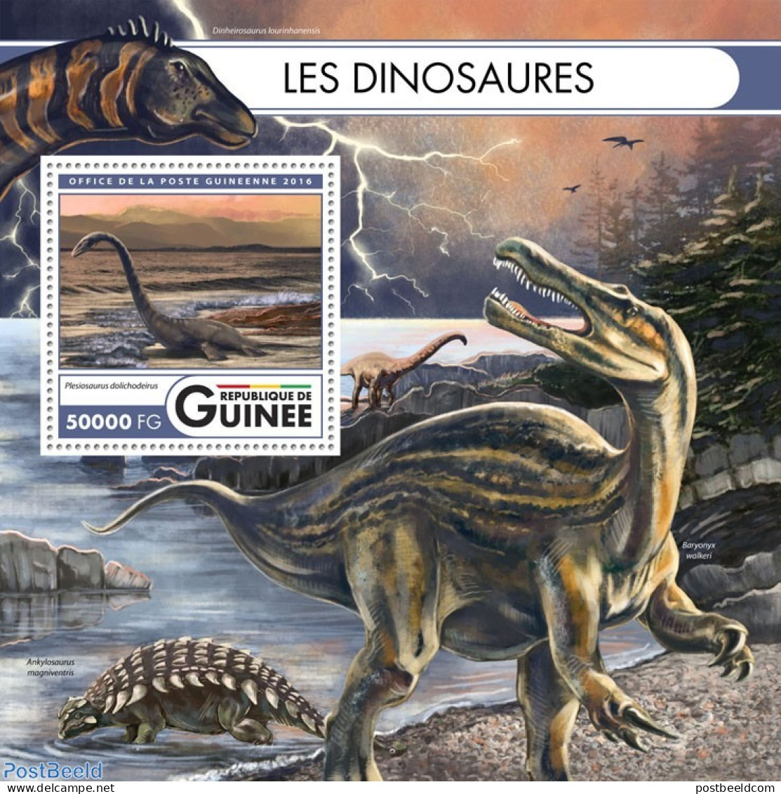 Guinea, Republic 2016 Dinosaurs, Mint NH, Nature - Prehistoric Animals - Préhistoriques