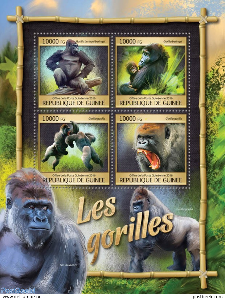 Guinea, Republic 2016 Gorillas, Mint NH, Nature - Monkeys - Otros & Sin Clasificación