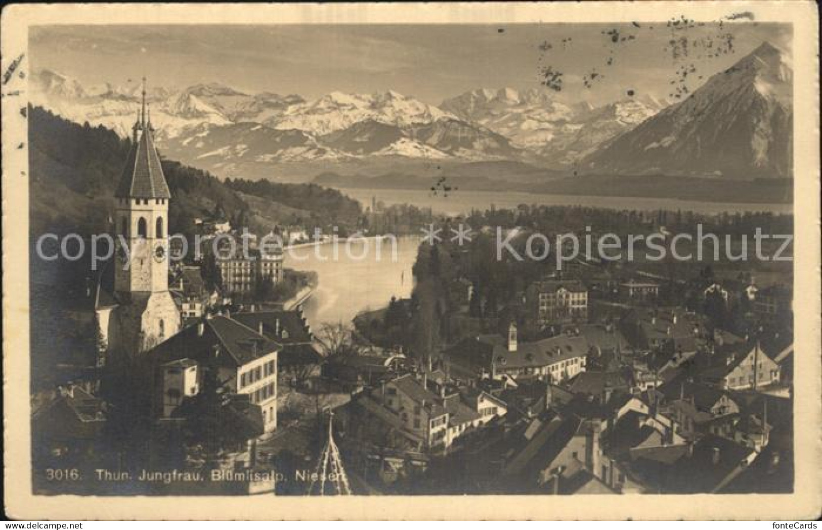 12586432 Thun BE Kirche Thunersee Jungfrau Bluemlisalp Niesen Berner Alpen Thun - Altri & Non Classificati