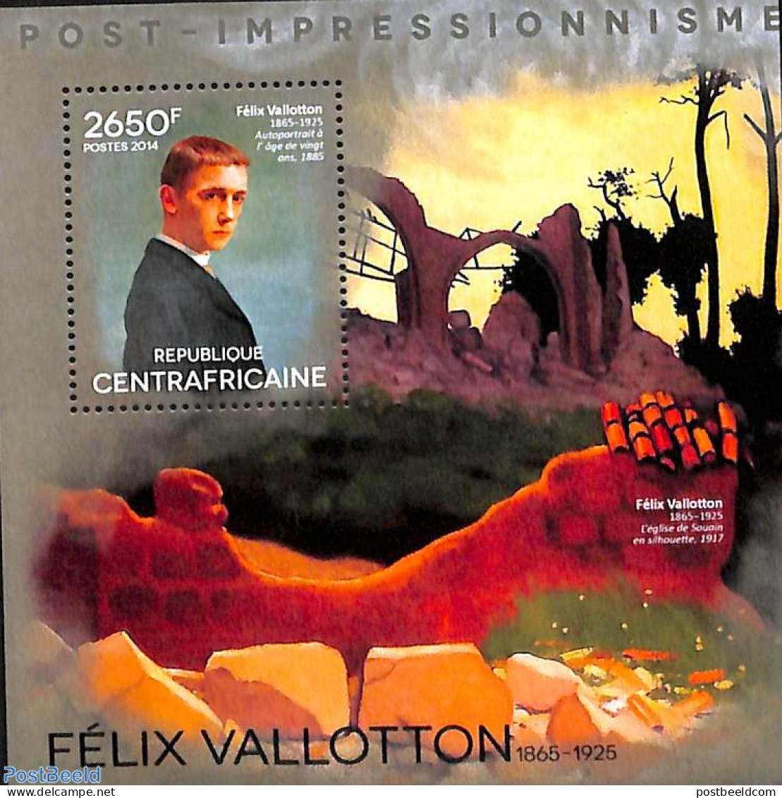 Central Africa 2014 Felix Valloton S/s, Mint NH, Art - Modern Art (1850-present) - Paintings - Centrafricaine (République)