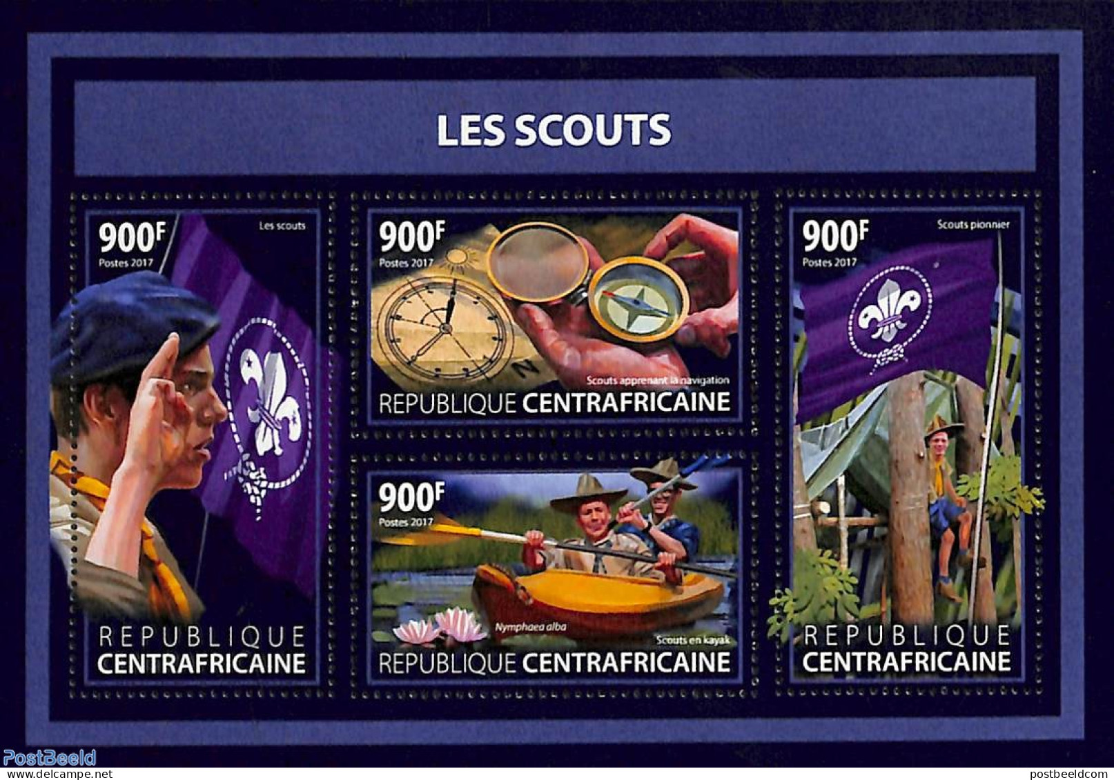 Central Africa 2017 Scouting 4v M/s, Mint NH, Sport - Kayaks & Rowing - Scouting - Aviron