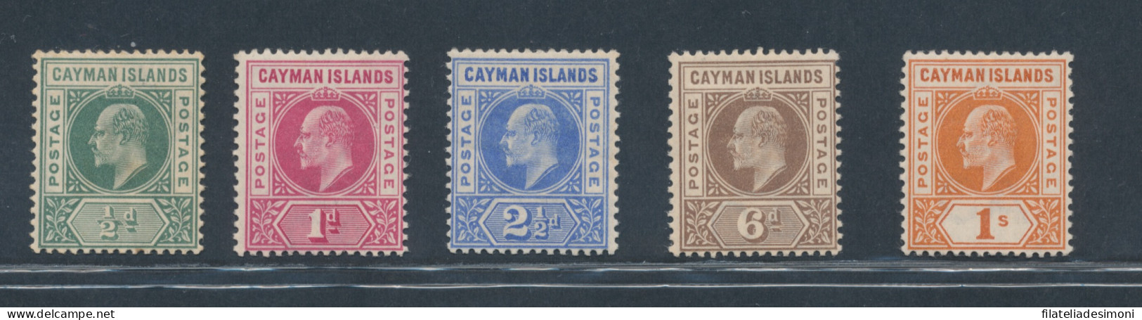 1902-03 Cayman Islands, Stanley Gibbons N. 3/7, Serie Di 5 Valori, MH* - Otros & Sin Clasificación