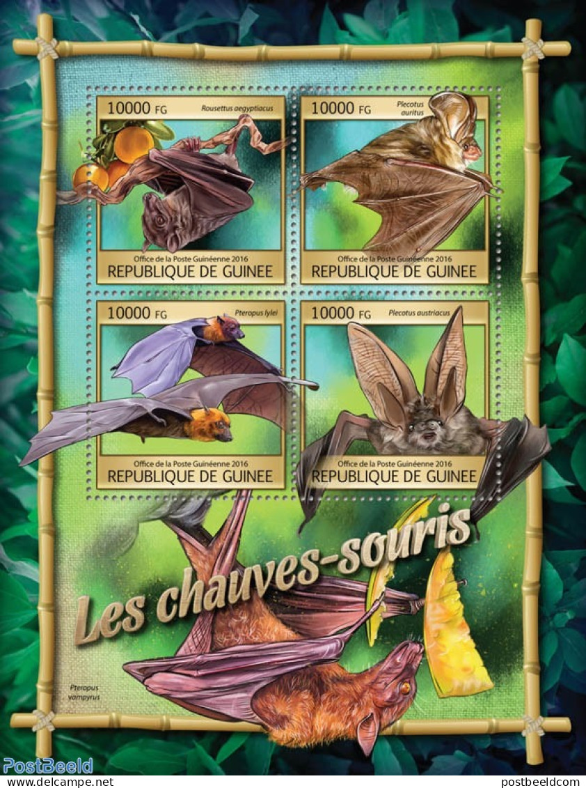 Guinea, Republic 2016 Bats, Mint NH, Nature - Bats - Fruit - Obst & Früchte