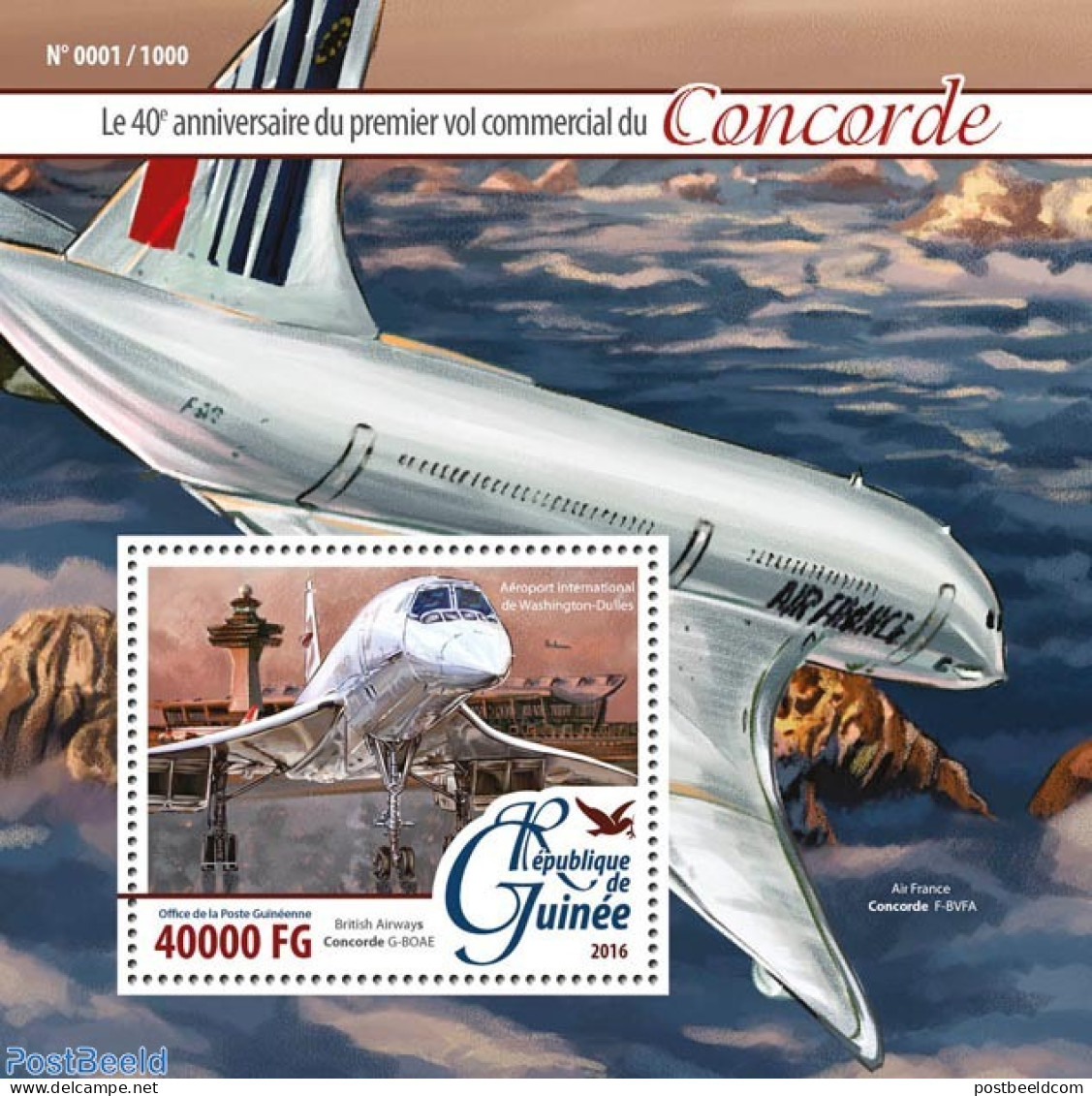 Guinea, Republic 2016 Concorde, Mint NH, Transport - Concorde - Aircraft & Aviation - Concorde