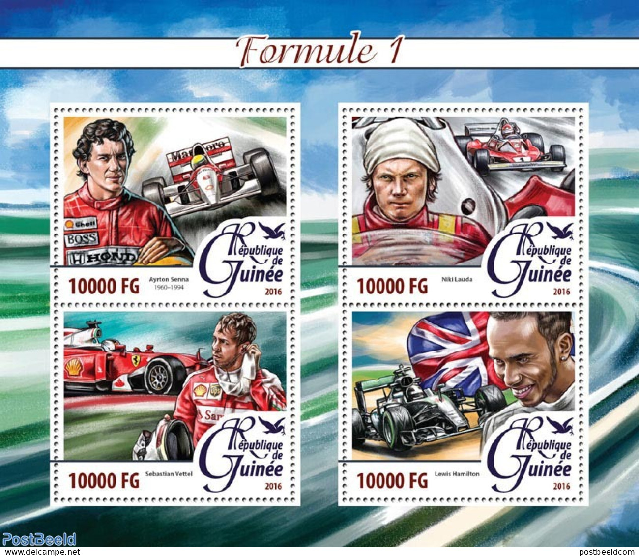 Guinea, Republic 2016 Formula 1, Mint NH, Sport - Autosports - Otros & Sin Clasificación