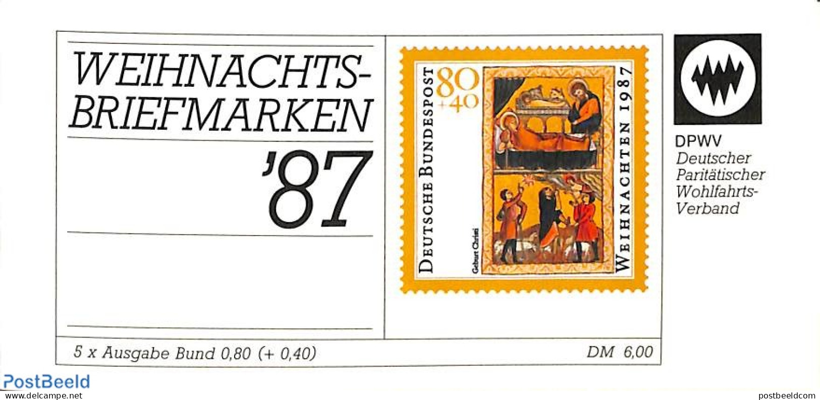 Germany, Federal Republic 1987 Christmas Booklet, Mint NH, Religion - Christmas - Stamp Booklets - Ongebruikt