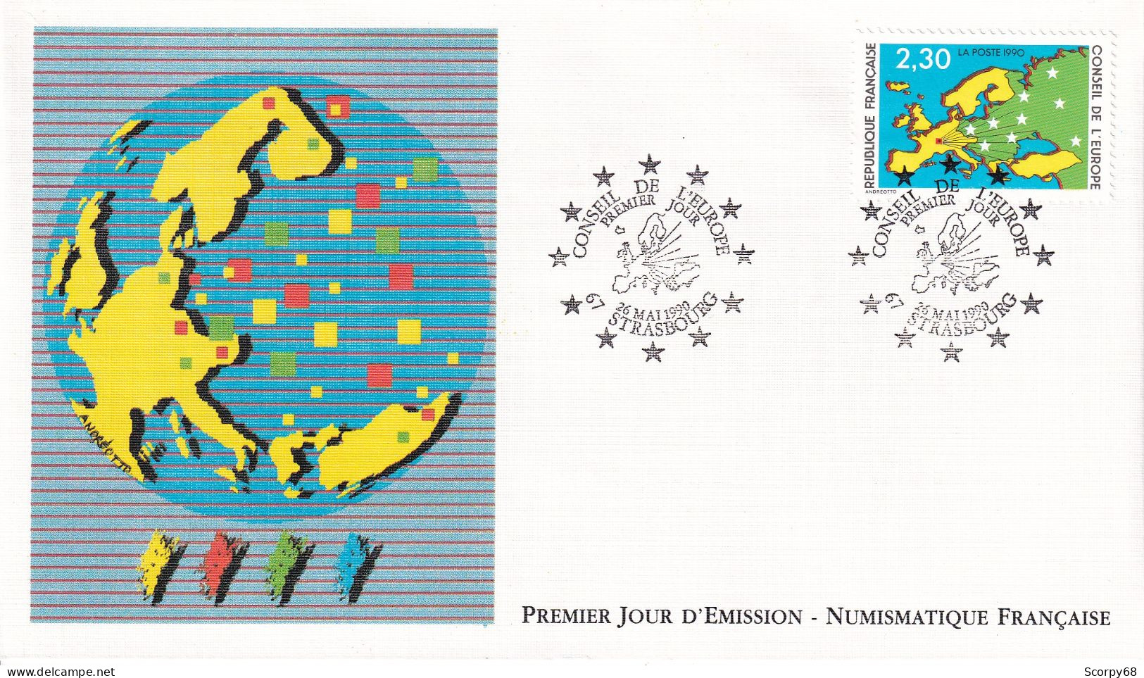 FDC 26/05/1990: CONSEIL DE L'EUROPE - Y&T N° 104 (Timbres De Service) - 1990-1999