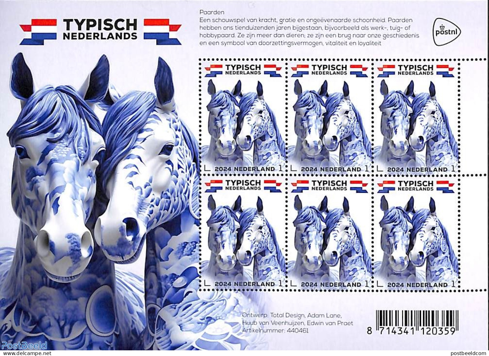 Netherlands 2024 Typical Dutch, Horses M/s, Mint NH, Nature - Horses - Art - Ceramics - Nuovi